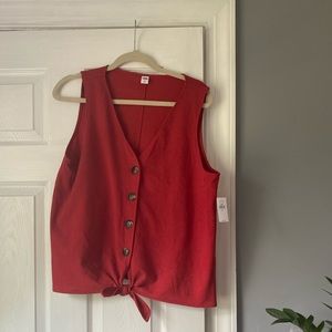 Red Front Tie Tank Top
